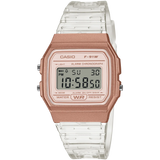 Casio Rose Gold/Transparent Strap Classic Unisex Digital Watch F-91WS-7A3