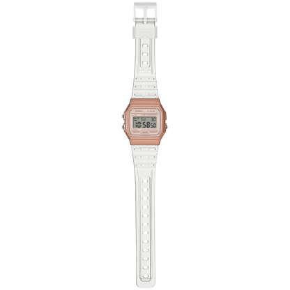 Casio Rose Gold/Transparent Strap Classic Unisex Digital Watch F-91WS-7A3