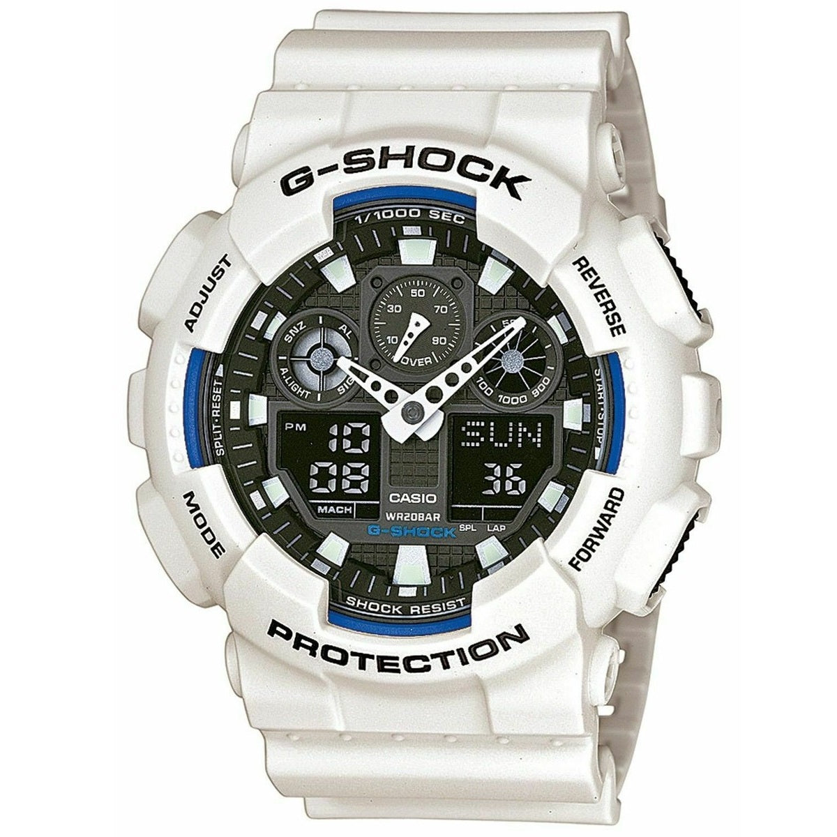 G-Shock Matte White/Black Men's 200m Digital Analog Sports Watch GA-100B-7A