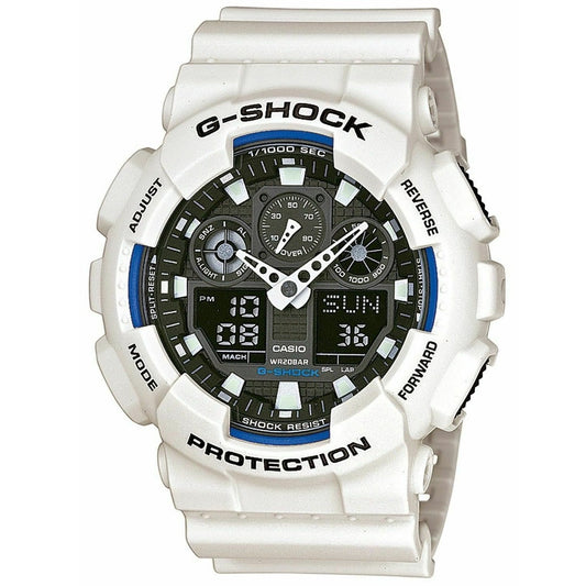 G-Shock Matte White/Black Men's 200m Digital Analog Sports Watch GA-100B-7A