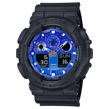 G-Shock Black/Blue Flame Series Men's 200m Sports Watch GA-100FL-1A
