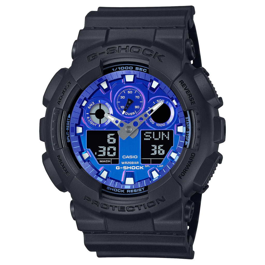 G-Shock Black/Blue Flame Series Men's 200m Sports Watch GA-100FL-1A