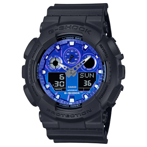 G-Shock Black/Blue Flame Series Men's 200m Sports Watch GA-100FL-1A
