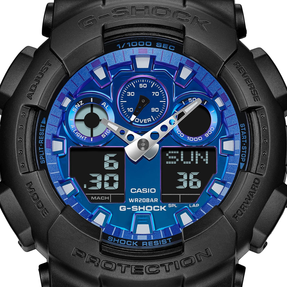 G-Shock Black/Blue Flame Series Men's 200m Sports Watch GA-100FL-1A