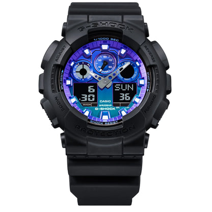 G-Shock Black/Blue Flame Series Men's 200m Sports Watch GA-100FL-1A