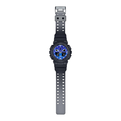 G-Shock Black/Blue Flame Series Men's 200m Sports Watch GA-100FL-1A