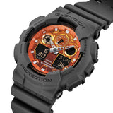 G-Shock Grey/Orange Flame Series Men's 200m Sports Watch GA-100FL-8A