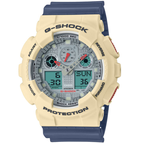 G-Shock Grey/White Men's 200m Digi-Analog Sports Watch GA-100PC-7A2