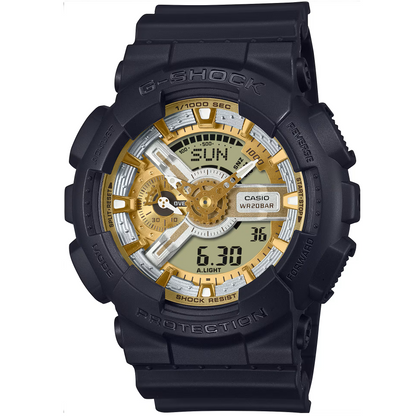 G-Shock Black/Gold-Silver Men's 200m Digital-Analog Sports Watch GA-110CD-1A9