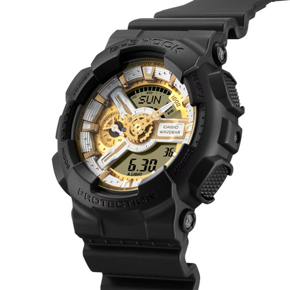 G-Shock Black/Gold-Silver Men's 200m Digital-Analog Sports Watch GA-110CD-1A9