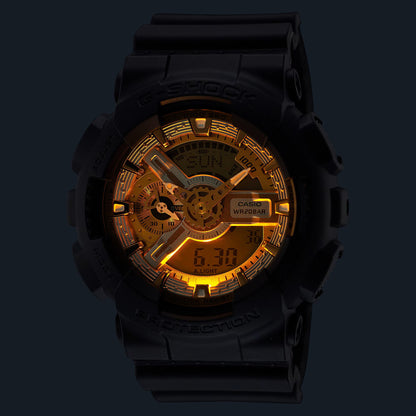 G-Shock Black/Gold-Silver Men's 200m Digital-Analog Sports Watch GA-110CD-1A9