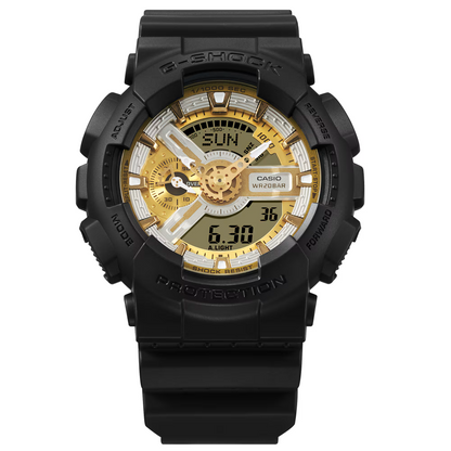 G-Shock Black/Gold-Silver Men's 200m Digital-Analog Sports Watch GA-110CD-1A9