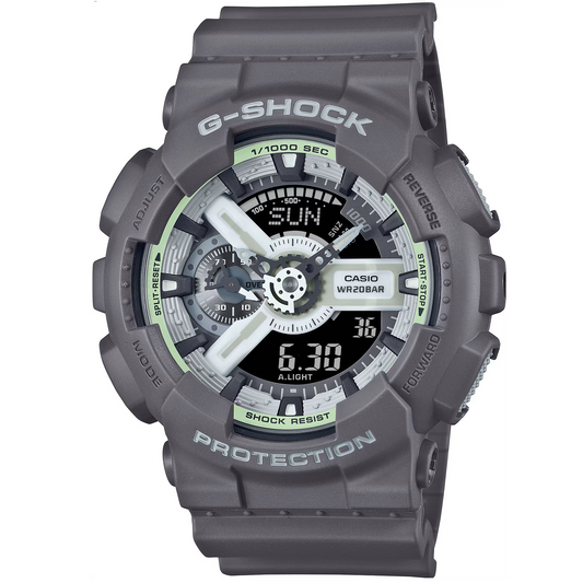 G-Shock Grey Hidden Glow Series Men's 200m Digital-Analog Watch GA-110HD-8A