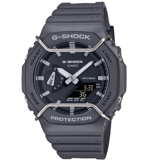 G-Shock Grey Men's 200m Digi-Analog Watch with Face Protectors GA-2100PTS-8A