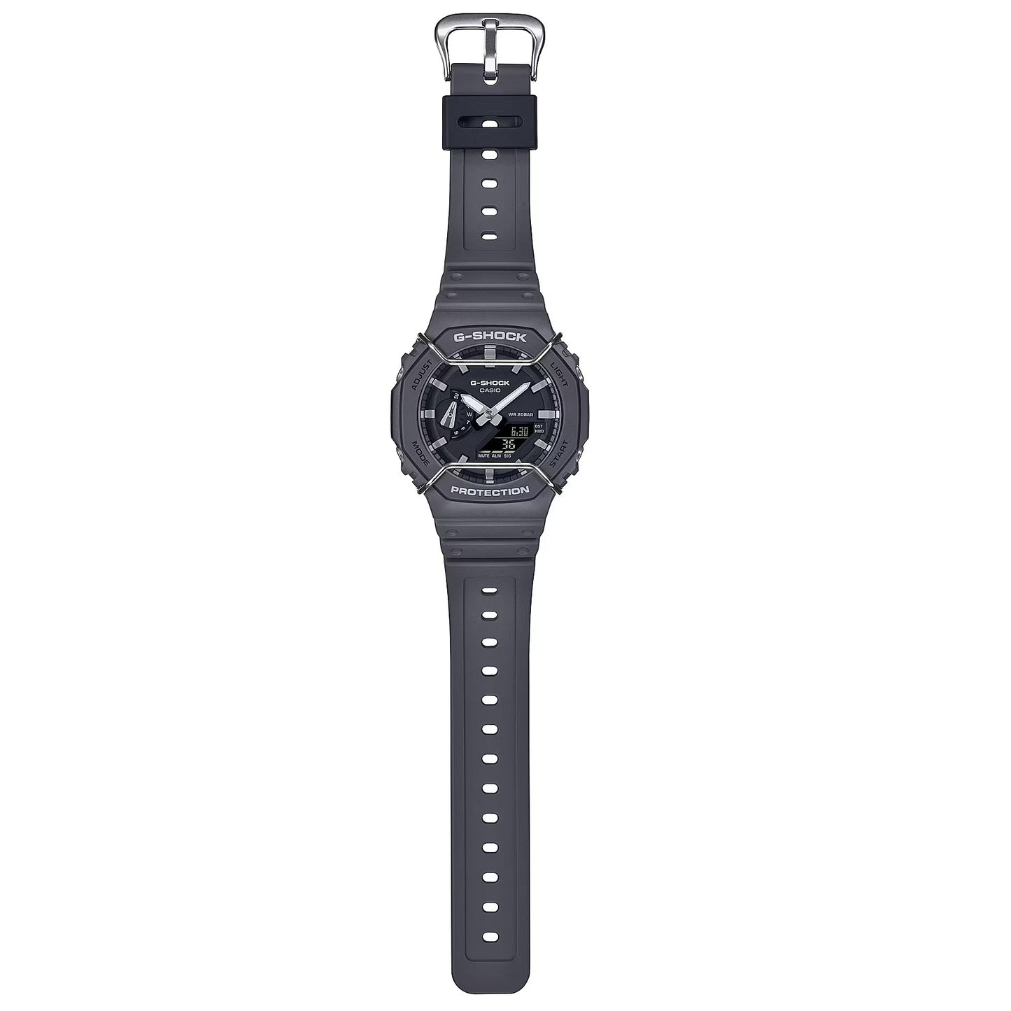 G-Shock Grey Men's 200m Digi-Analog Watch with Face Protectors GA-2100PTS-8A