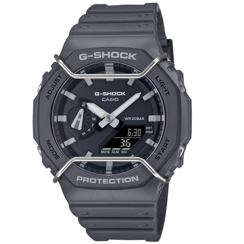 G-Shock Grey Men's 200m Digi-Analog Watch with Face Protectors GA-2100PTS-8A