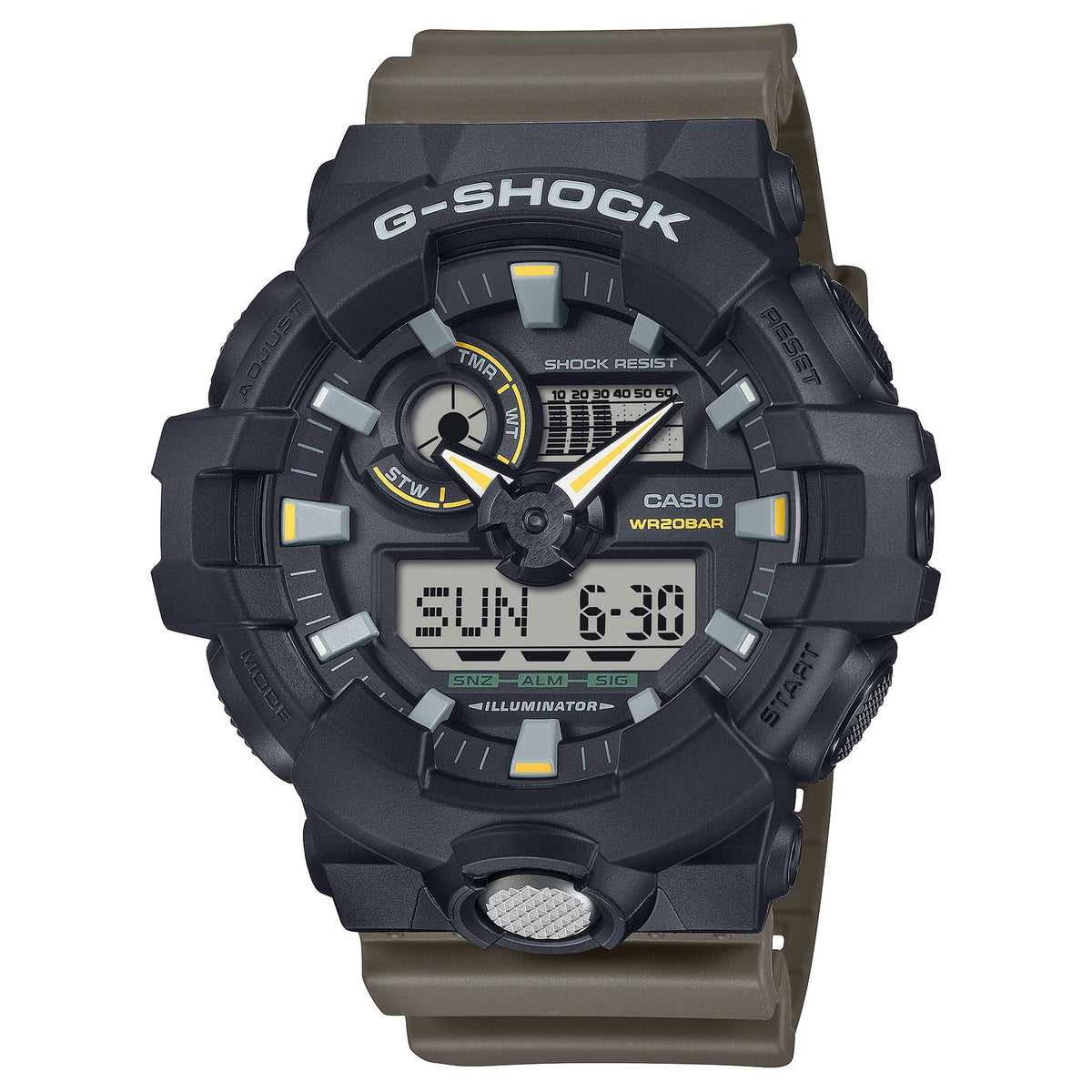G-Shock Black/Olive Two-Tone Men's 200m Digi-Analog Sports watch GA-710TU-1A3