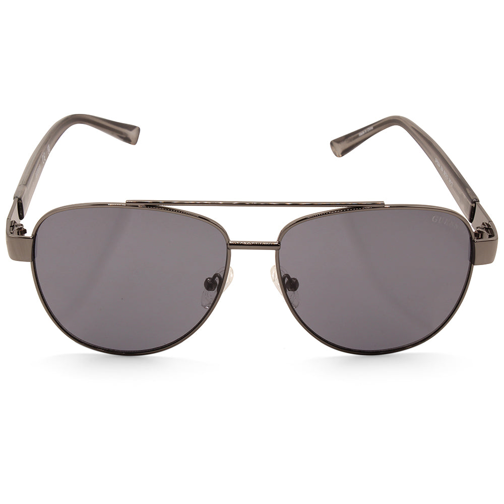 Guess Factory Shiny Gunmetal/Smoke Men's Pilot Sunglasses GF5094 08A
