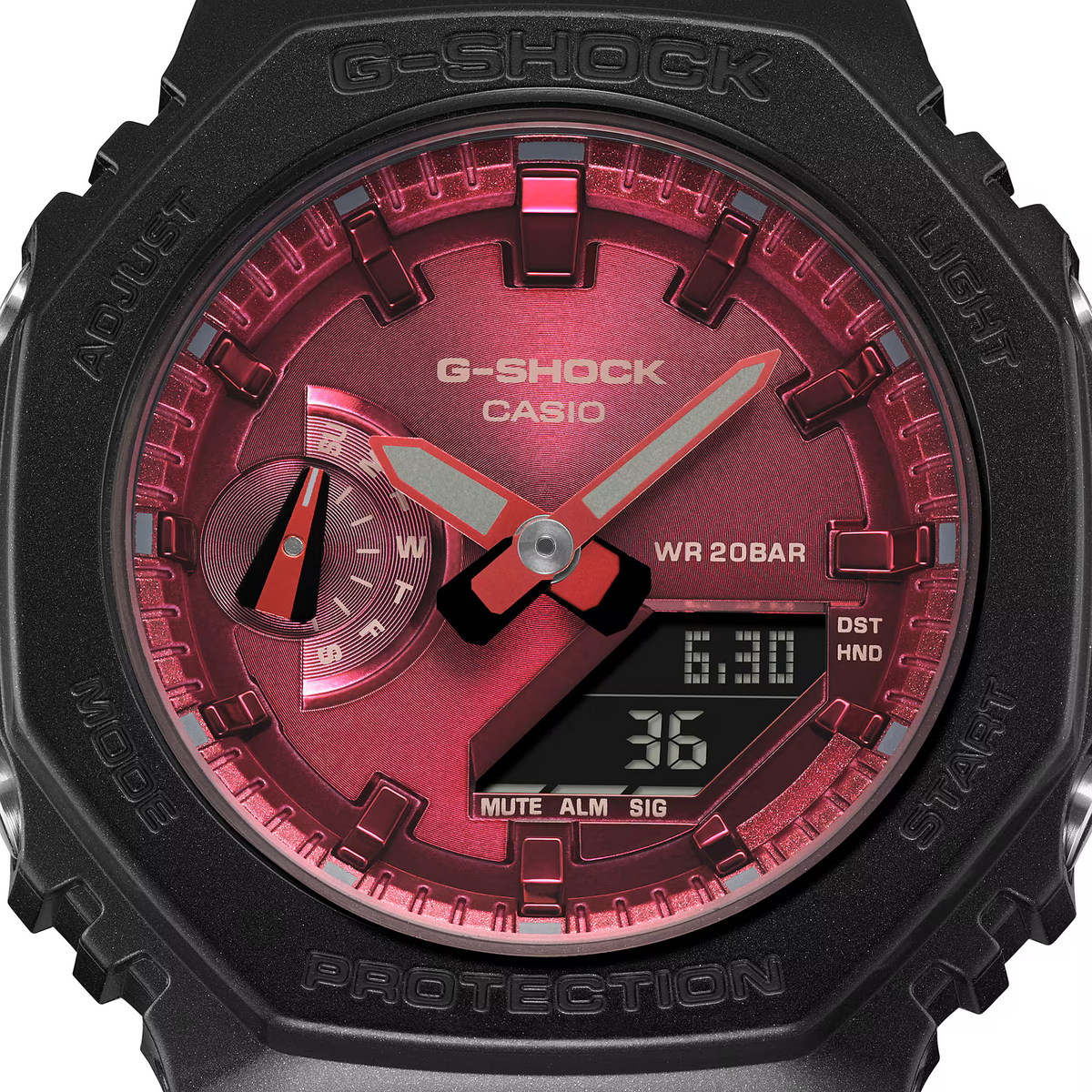 G-Shock Black/Burgandy Mid-Size 200m Digital-Analog Watch GMA-S2100RB-1A