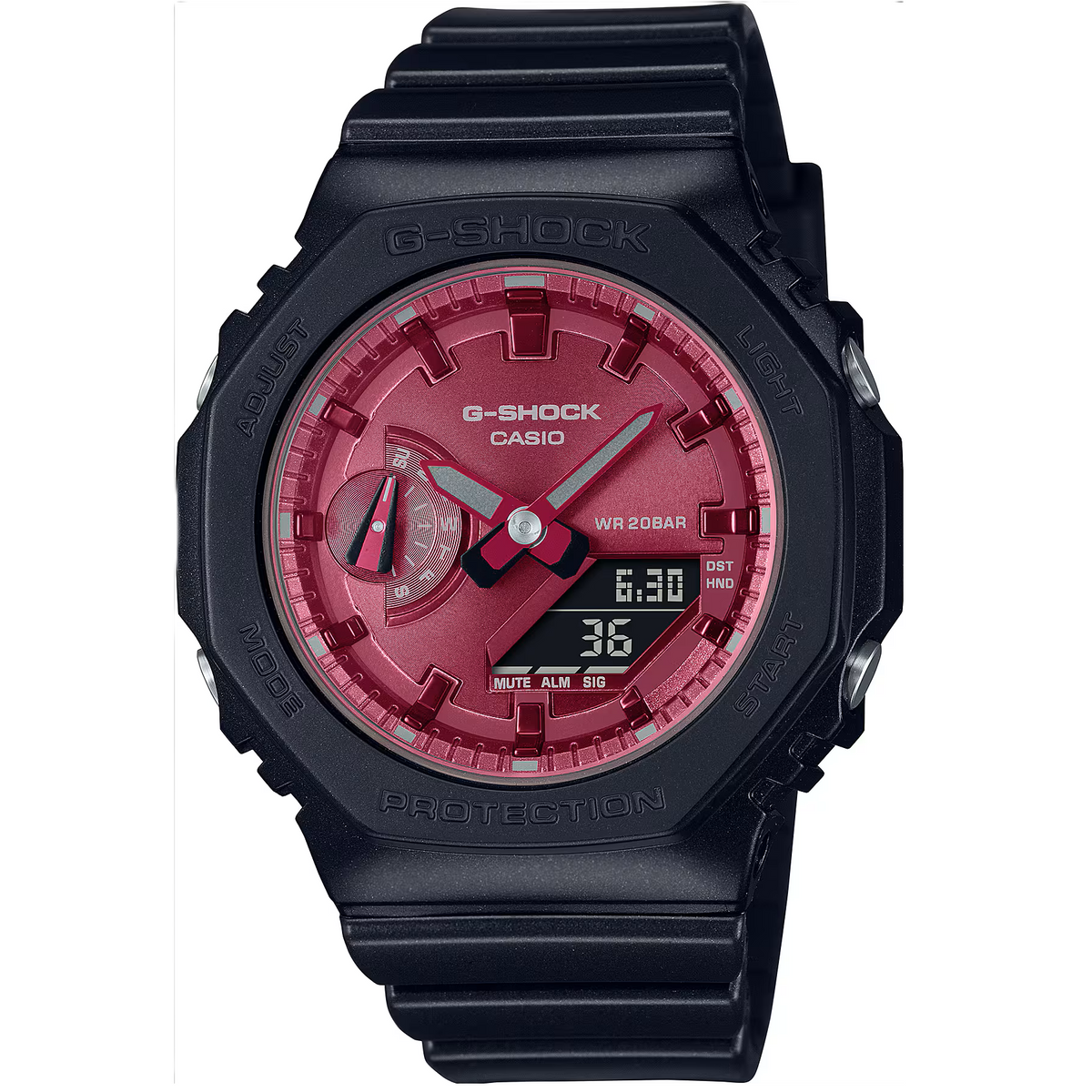 G-Shock Black/Burgandy Mid-Size 200m Digital-Analog Watch GMA-S2100RB-1A