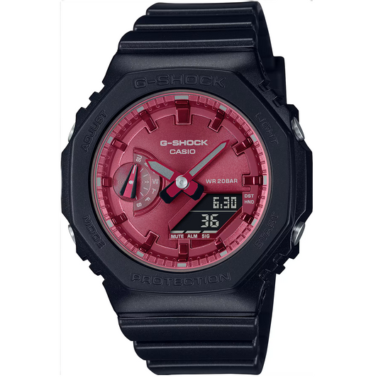 G-Shock Black/Burgandy Mid-Size 200m Digital-Analog Watch GMA-S2100RB-1A
