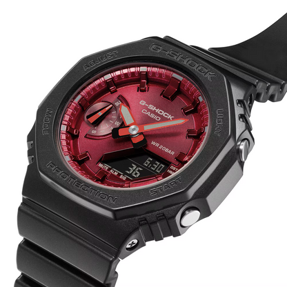 G-Shock Black/Burgandy Mid-Size 200m Digital-Analog Watch GMA-S2100RB-1A