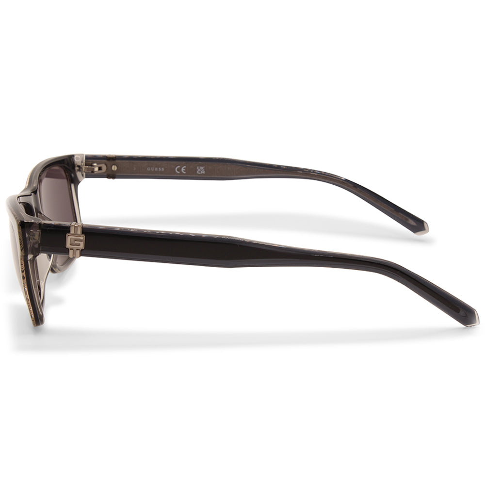 Guess Shiny Black Patterned/Grey Smoke Unisex Fashion Sunglasses GU00074 05A