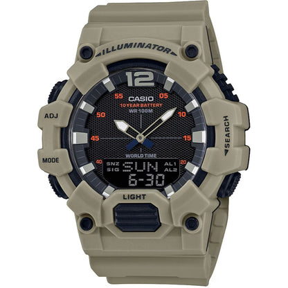 Casio Black/Khaki 100m Men's Analog Digital Sports Watch HDC-700-3A3