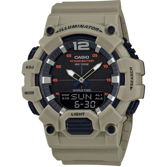 Casio Black/Khaki 100m Men's Analog Digital Sports Watch HDC-700-3A3
