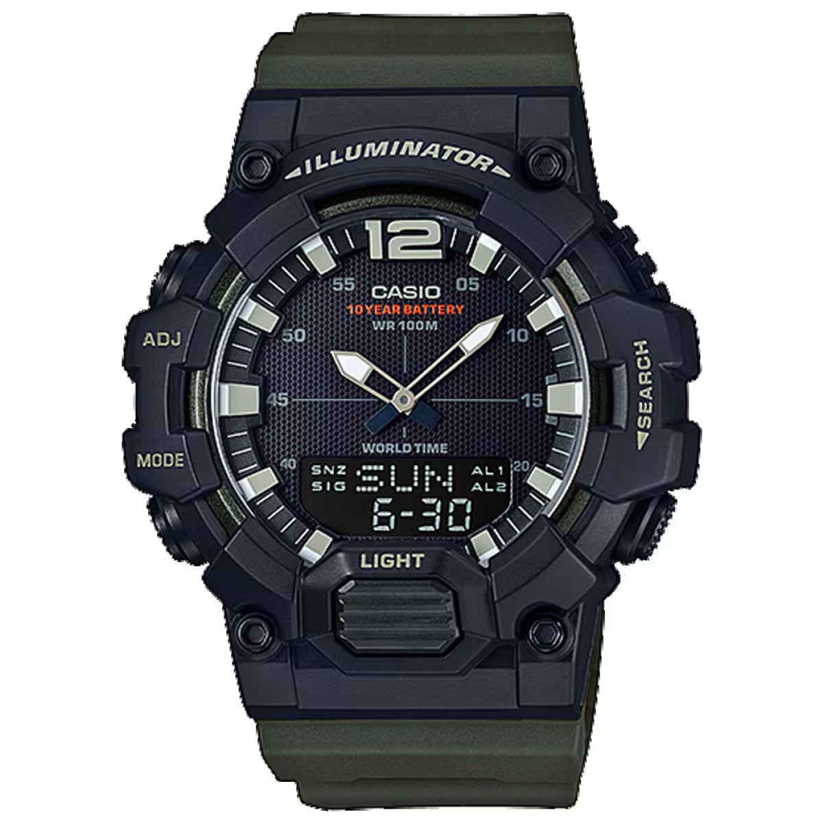 Casio Black/Green 100m Men's Analog Digital Sports Watch HDC-700-3A