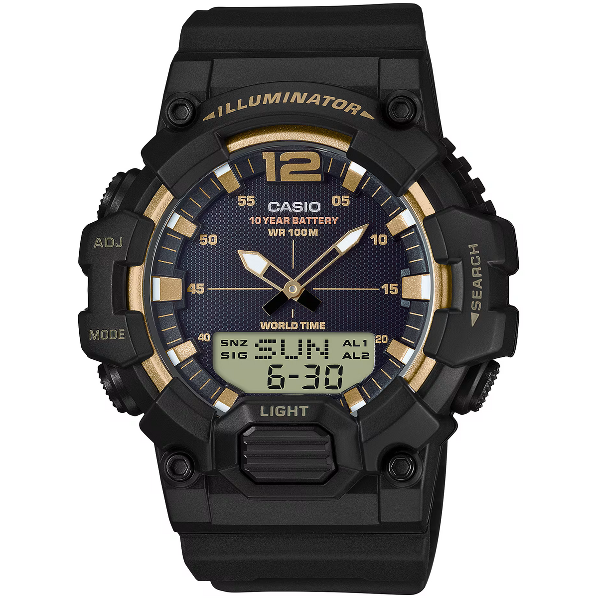 Casio Black/Gold Men's 100m Digital-Analog Sports Watch HDC-700-9A