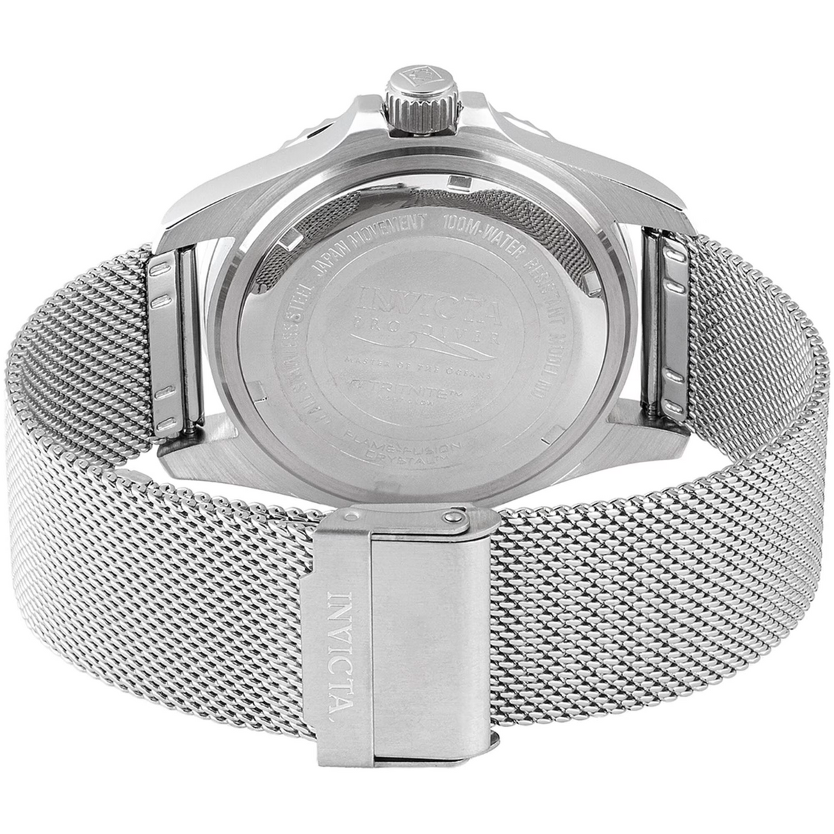 Invicta Pro Diver Silver Mesh/Blue Red Men's 100m Steel Quartz Watch 47176