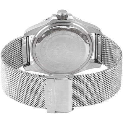 Invicta Pro Diver Silver Mesh/Blue Red Men's 100m Steel Quartz Watch 47176