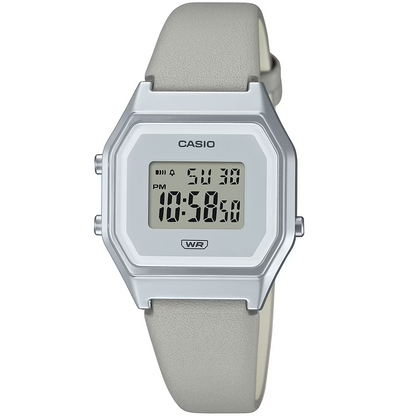 Casio Classic Silver Grey Leather Women's Digital Watch LA680WEL-8