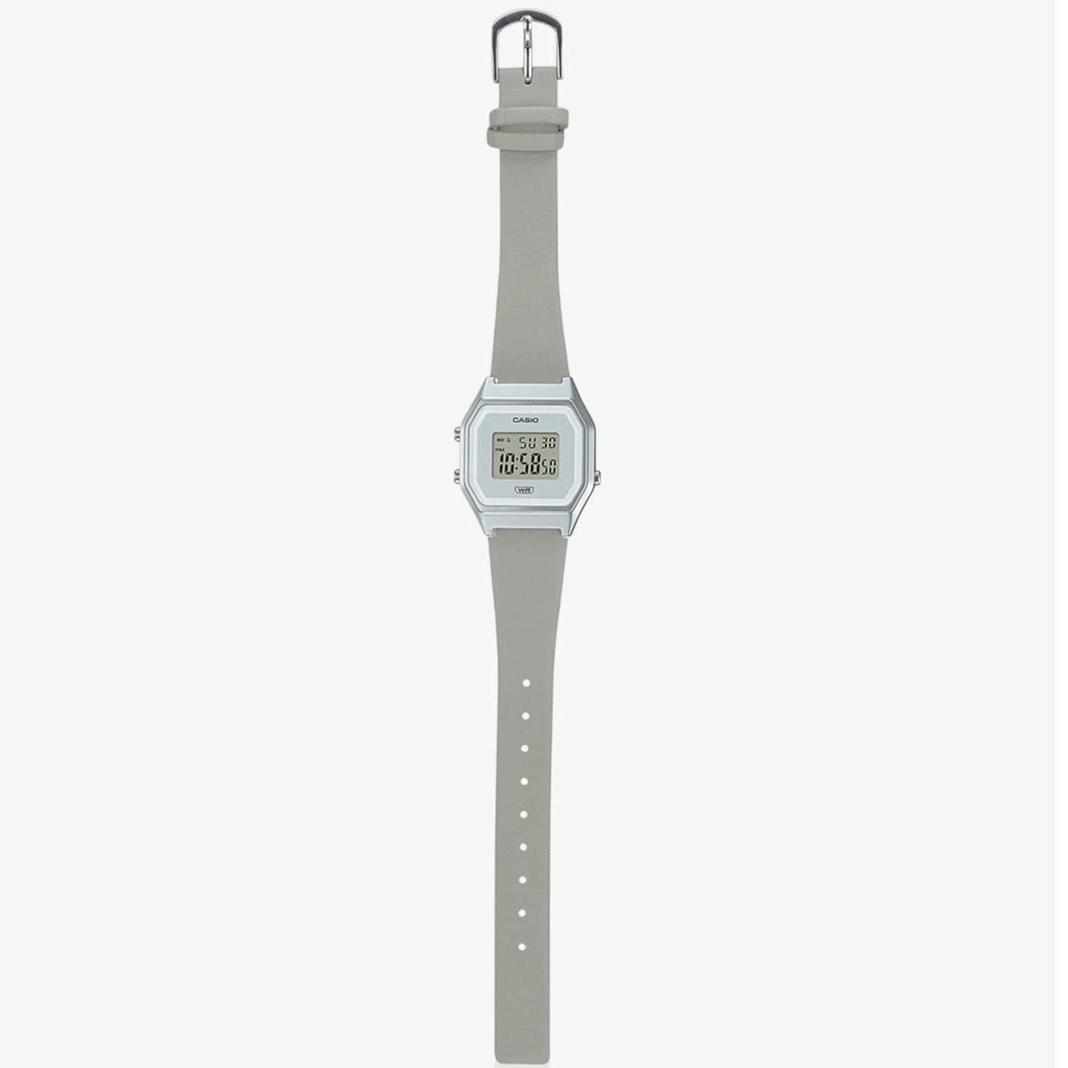 Casio Classic Silver Grey Leather Women's Digital Watch LA680WEL-8
