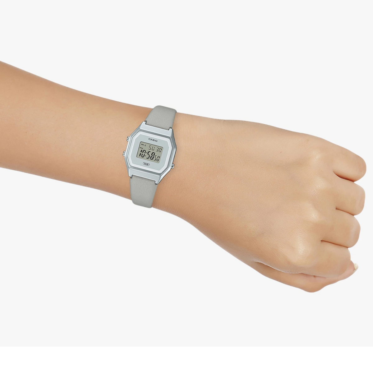 Casio Classic Silver Grey Leather Women's Digital Watch LA680WEL-8