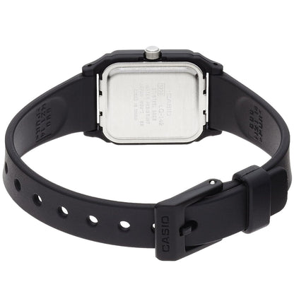 Casio LQ-142E-7A Black with Silver Dial Women's Small Casual Analog Watch