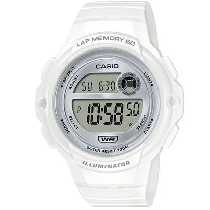 Casio White/Silver 100m Unisex Digital Sports Runners Watch LWS-1200H-7A1