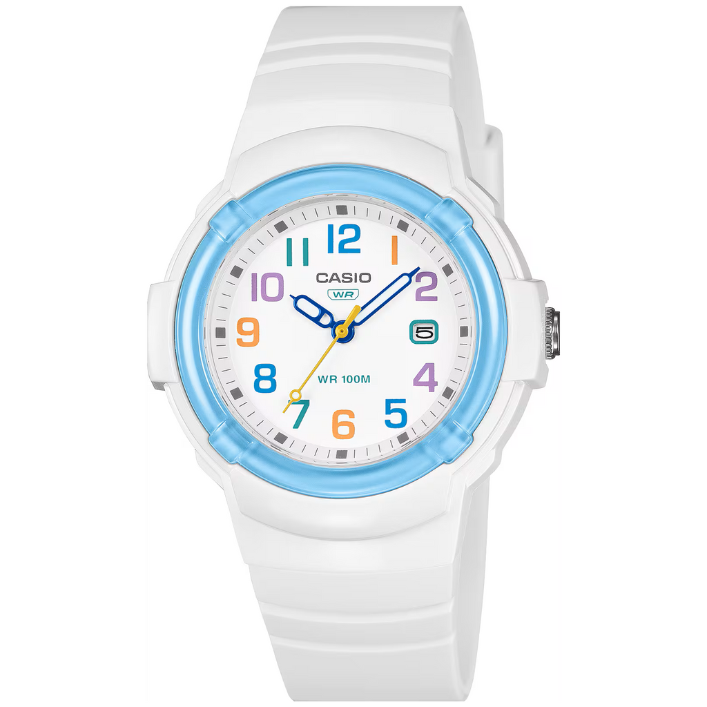 Casio White Blue Women's 100m Analog Sports Watch LX-800H-7A2