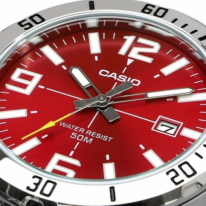 Casio Enticer Red/Silver Stainless Steel Men's 50m Analog Watch MTP-VD01D-4BV
