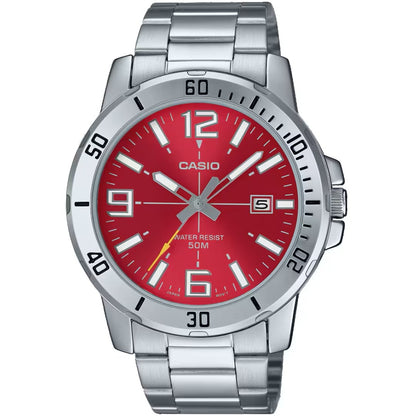 Casio Enticer Red/Silver Stainless Steel Men's 50m Analog Watch MTP-VD01D-4BV