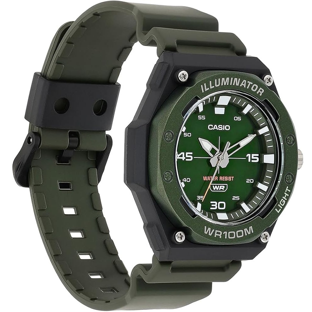 Casio Black Green Men's 100m 3-Hand Analog Sports Watch MW-620H-3A