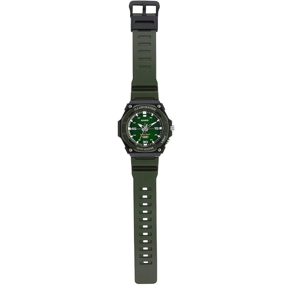 Casio Black Green Men's 100m 3-Hand Analog Sports Watch MW-620H-3A