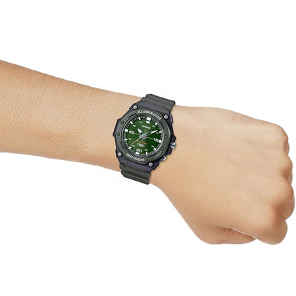 Casio Black Green Men's 100m 3-Hand Analog Sports Watch MW-620H-3A