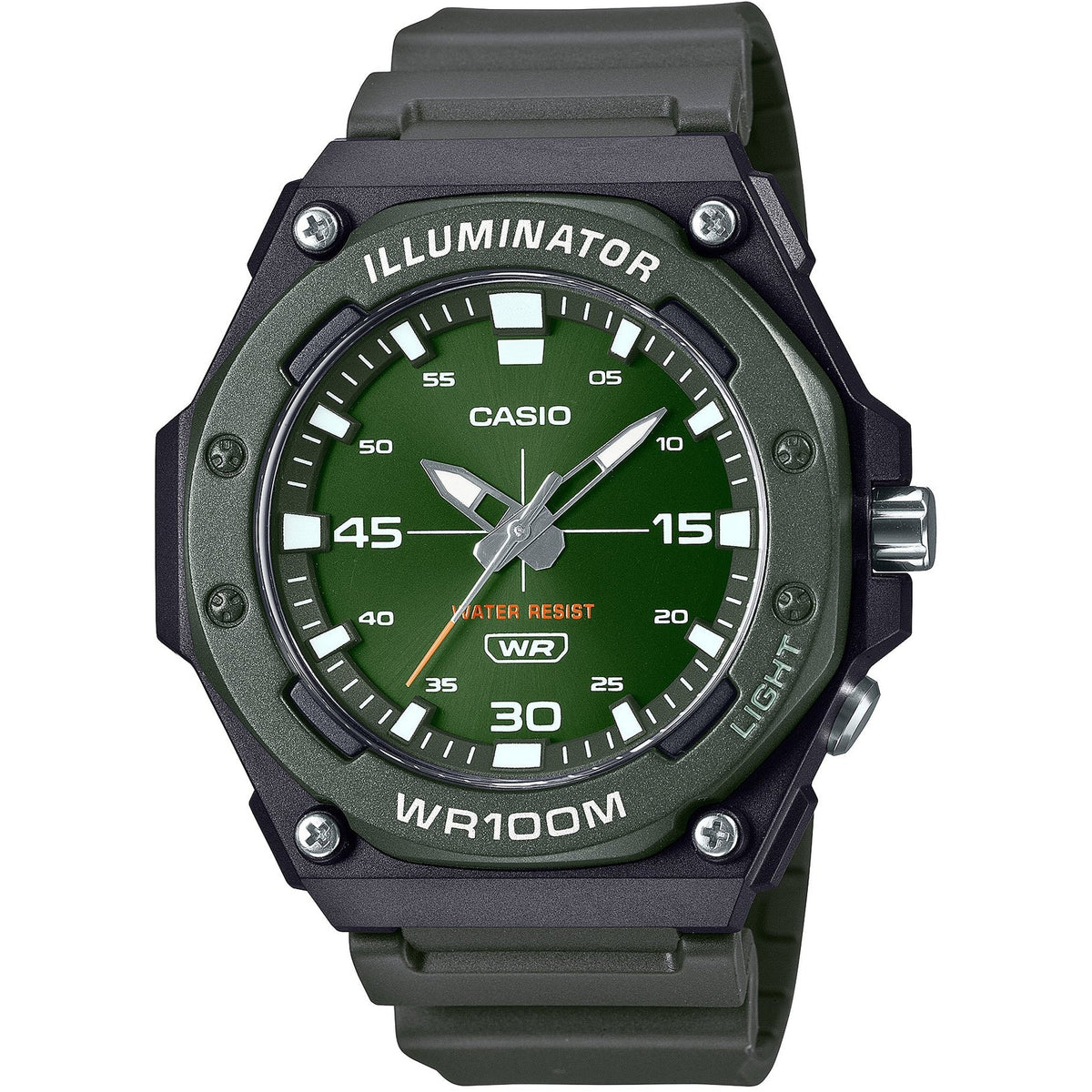Casio Black Green Men's 100m 3-Hand Analog Sports Watch MW-620H-3A