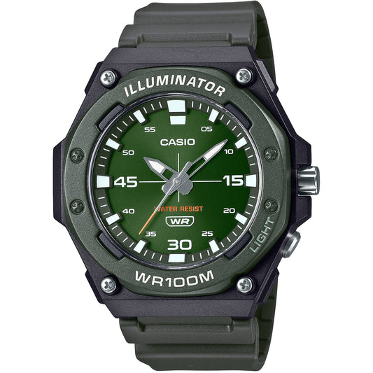 Casio Black Green Men's 100m 3-Hand Analog Sports Watch MW-620H-3A