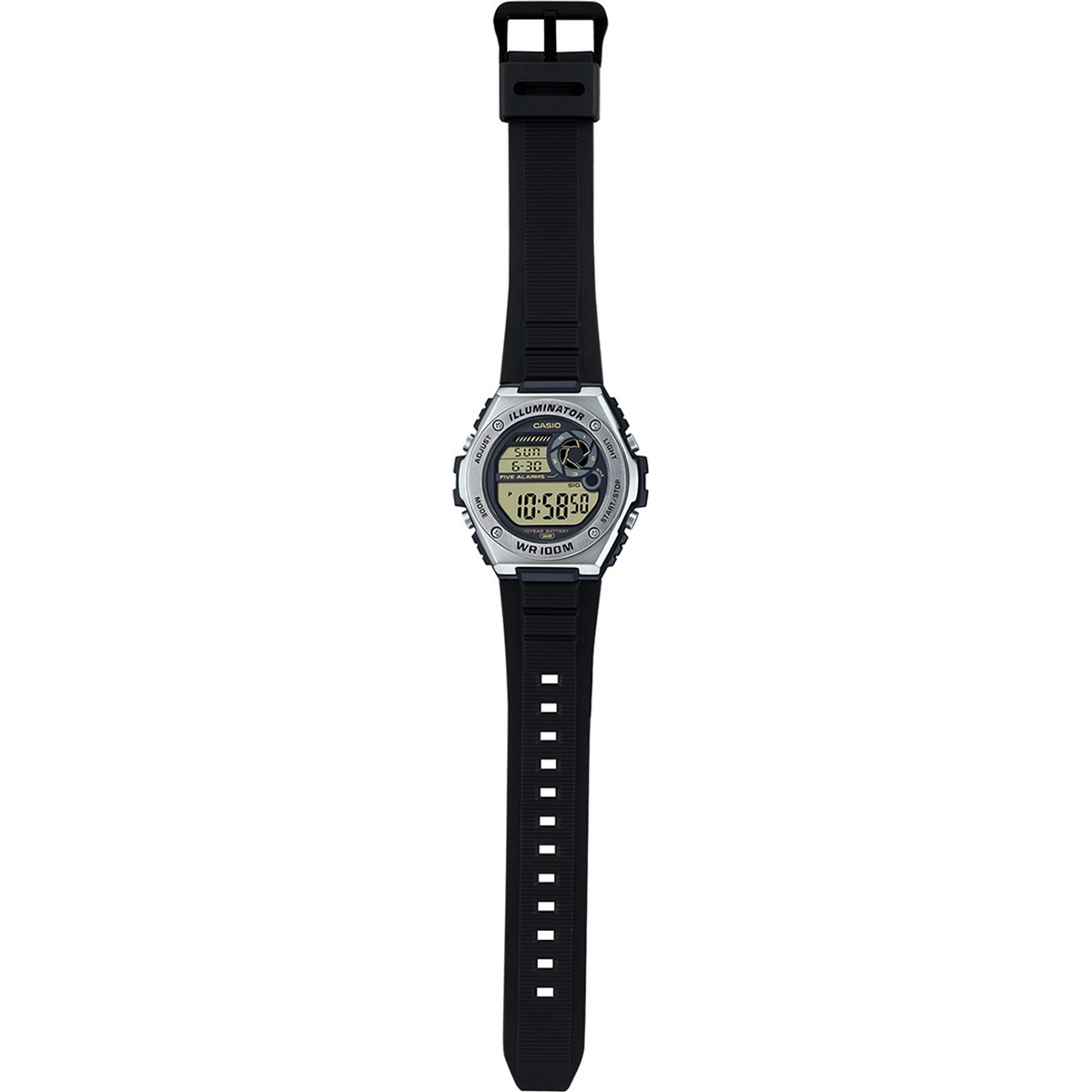 Casio Silver/Black Men's 100m Multifunction Digital Sports Watch MWD-100H-9A