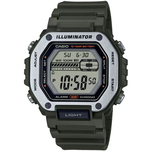 Casio Green Silver Men's 100m Multifunction Digital Sports Watch MWD-110H-3AV
