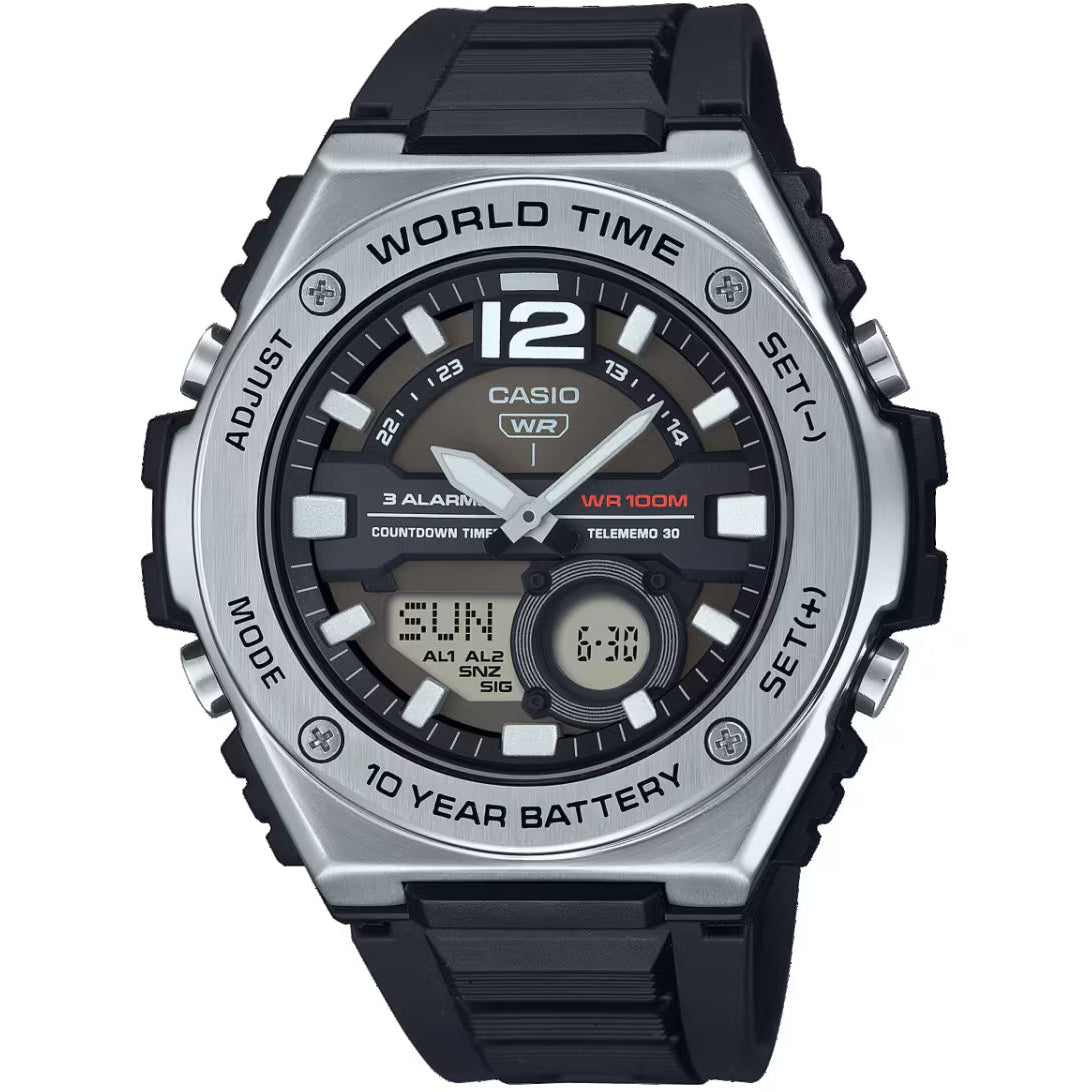 Casio Black/Silver Men's 100m Digital-Analog Sports Watch MWQ-100-1A