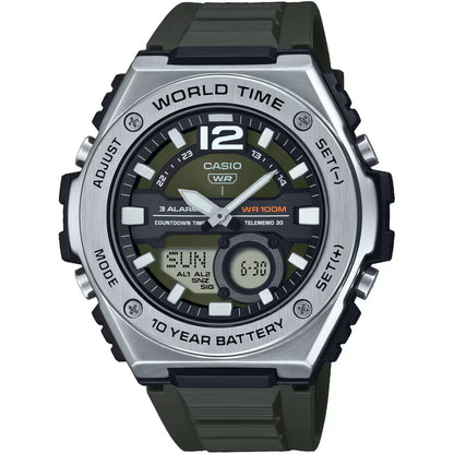 Casio Green/Silver Men's 100m Digital-Analog Sports Watch MWQ-100-3A